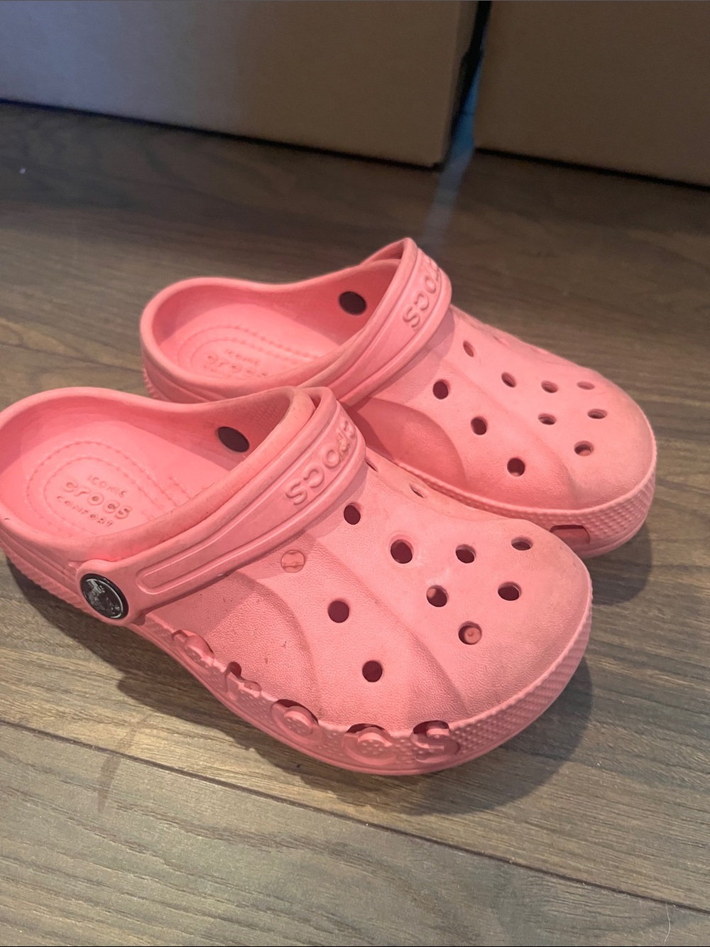 CROCS Kids Coral Pink Classic Clog with Heel Strap